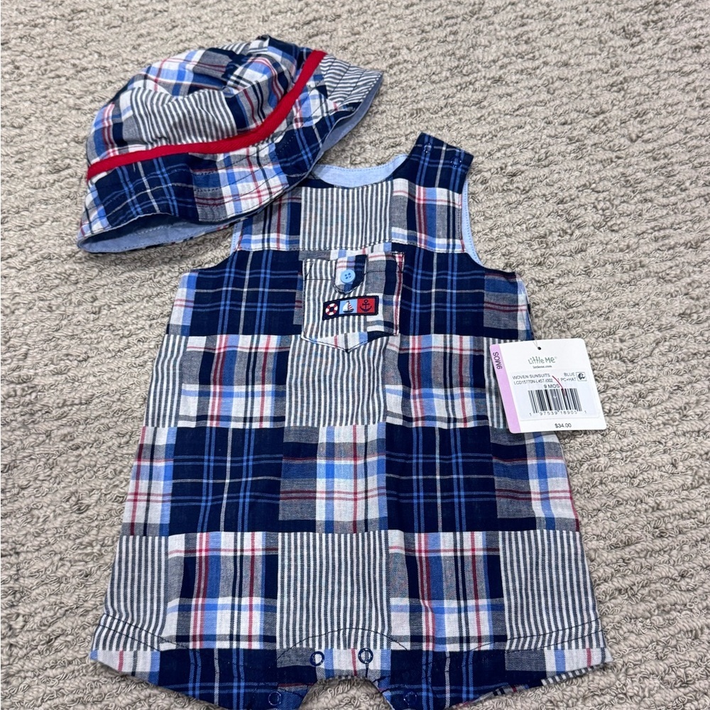 Little Me Nautical Plaid Baby Romper